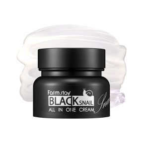 Krem do twarzy ze śluzem czarnego ślimaka All-in One FARMSTAY BLACK SNAIL, 50 g