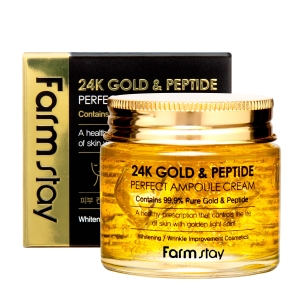 Ampułka ze złotem do twarzy FARMSTAY 24GOLD & PEPTIDE  z 24-karatowym złotem i peptydami, 80 ml
