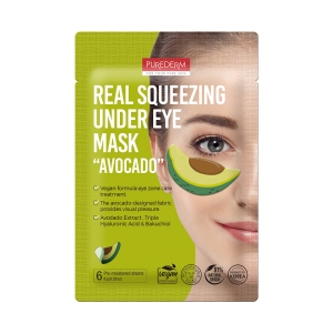 Wegańskie biodegradowalne płatki pod oczy PUREDERM "Awokado", 6 szt.