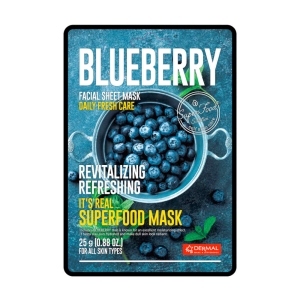 DERMAL It's Real Superfood Mask Rewitualizująco-odświeżająca maseczka w płachcie z ekstraktem z borówki, 25 g